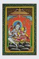 Kailash Parvat Par Shiva Parvati Pattachitra Painting on traditional canvas
