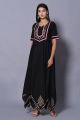 Black Cambric Cotton Block Printed Gown