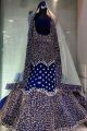 Royal Blue Embroidered Velvet Lehenga Choli