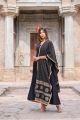 Black Cotton Block Printed Anarkali Dress with Dupatta