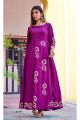 Purple Jaam Silk Block Printed Flared Gown