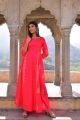 Pink Jaam Silk Block Printed Flared Gown