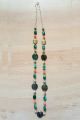 Moss Green & Pink Agate Necklace