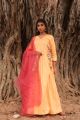 Yellow Pure Jaam Silk Gown with Pure Organza Dupatta