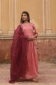 Mauve Pure Jaam Silk Gown with Pure Organza Dupatta